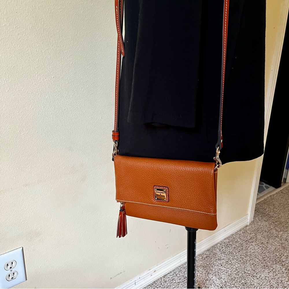 Dooney & Bourke Brown Crossbody Bag with Tassel Detail